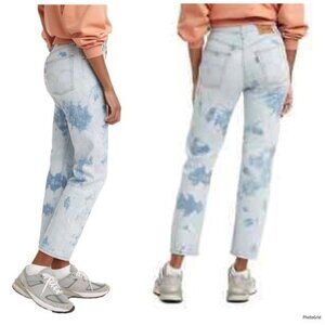 Levi's 501 Distressed high rise Cropped Tie Dye straight leg Jeans 28